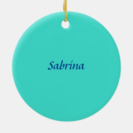 Turquoise Blue Professional Modern Elegant Name Keramisch Ornament (Achterkant)