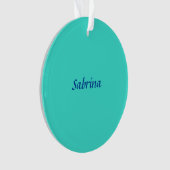 Turquoise Blue Professional Modern Elegant Name Ornament (voorkant)