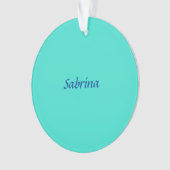 Turquoise Blue Professional Modern Elegant Name Ornament (voorkant)