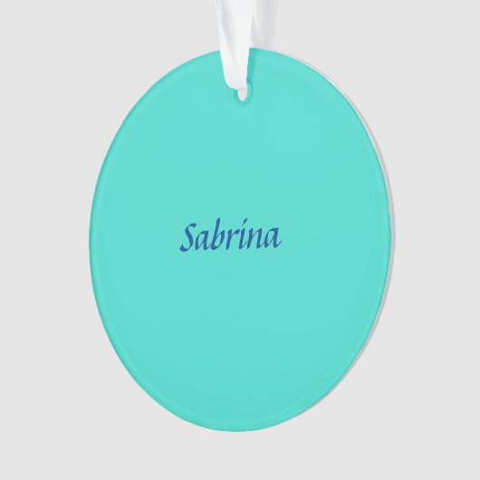 Turquoise Blue Professional Modern Elegant Name Ornament (voorkant)