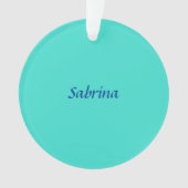 Turquoise Blue Professional Modern Elegant Name Ornament (voorkant)