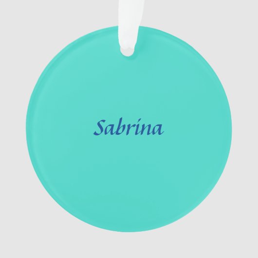 Turquoise Blue Professional Modern Elegant Name Ornament (voorkant)