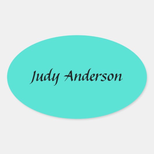 Turquoise Blue Professional Modern Elegant Name Ovale Sticker (Voorkant)