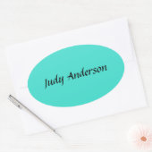 Turquoise Blue Professional Modern Elegant Name Ovale Sticker (Envelop)