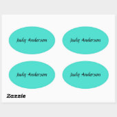 Turquoise Blue Professional Modern Elegant Name Ovale Sticker (Vel)