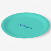 Turquoise Blue Professional Modern Elegant Name Papieren Bordje (Gekanteld)