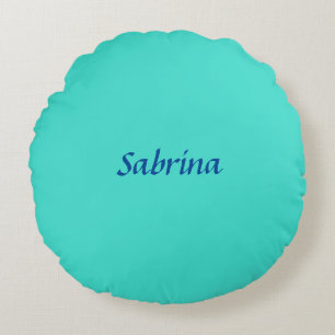 Turquoise Blue Professional Modern Elegant Name Rond Kussen
