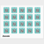 Turquoise Blue QR Code Stickers Custom Logo Square (Vel)