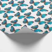 Turquoise Blue Rainforest Butteflies Pattern Cadeaupapier (Hoek)
