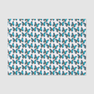 Turquoise Blue Rainforest Butteflies Pattern Tissuepapier