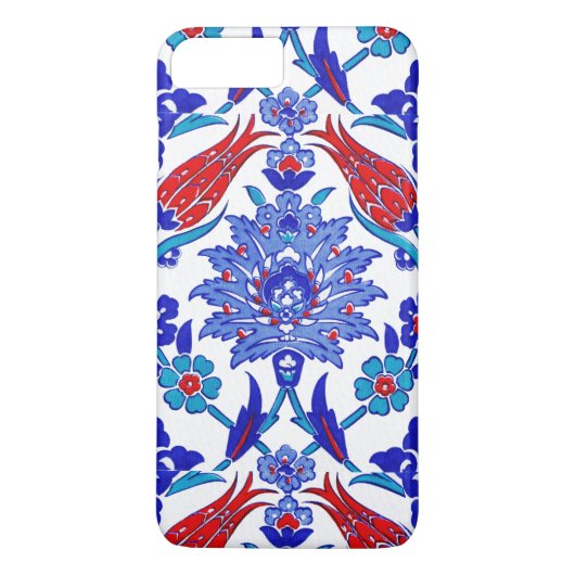 Turquoise Blue Red Ancient Turkse Floral Tile Case-Mate iPhone Case (Achterkant)