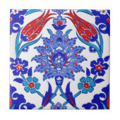 Turquoise Blue Red Ancient Turkse Floral Tile Tegeltje (Voorkant)
