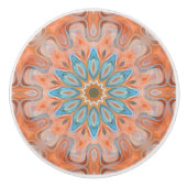 Turquoise Blue Red Oranje Mandala Round Sun Keramische Knop (Voorkant)
