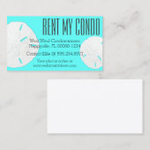Turquoise Blue Rent My Condo Visitekaartjes (Voorkant / Achterkant)