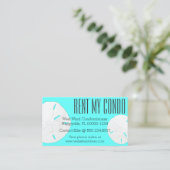 Turquoise Blue Rent My Condo Visitekaartjes (Staand voorkant)