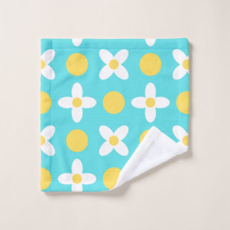 Turquoise Blue Retro Bloemenpatroon Washandje