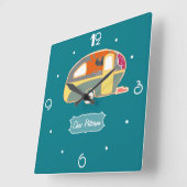 Turquoise Blue Retro  Caravan Design Vierkante Klok (Hoek)