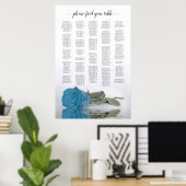 Turquoise Blue Roos Alfabetical Seating Chart Poster (Thuiskantoor)