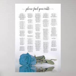 Turquoise Blue Roos Alfabetical Seating Chart Poster