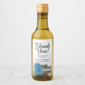 Turquoise Blue Roos Chic Wedding Bedankt Mini Wijn Etiket (Voorkant)