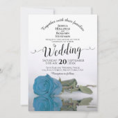 Turquoise Blue Roos Elegant Boog Huwelijk Kaart (Voorkant)