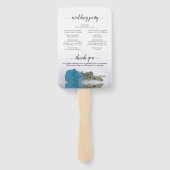  Turquoise Blue Roos Elegant Wedding Programme Handwaaier (Achterkant)