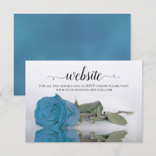 Turquoise Blue Roos Elegant Wedding Website Informatiekaartje