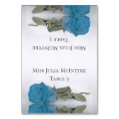 Turquoise Blue Roos Wedding DIY Fold Place Card Kaart (Voorkant)