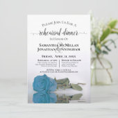 Turquoise Blue Roos Wedding Rehearsal Dinner Kaart (Staand voorkant)
