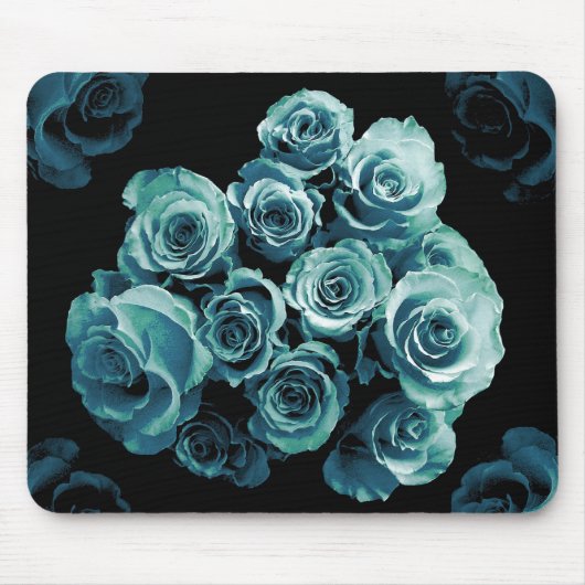 TURQUOISE BLUE Rose Bouquet Muismat (Voorkant)