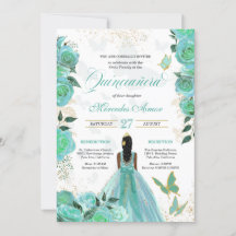 Turquoise Blue Rozen Butterfly Quinceanera