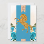 Turquoise Blue Rozen Western Charro Quinceañera Kaart (Achterkant)