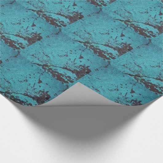 Turquoise Blue Rusted Cadeaupapier (Hoek)