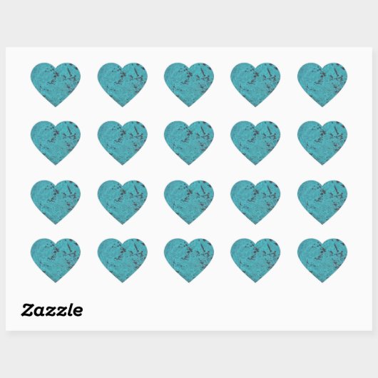 Turquoise Blue Rusted Hart Sticker (Vel)