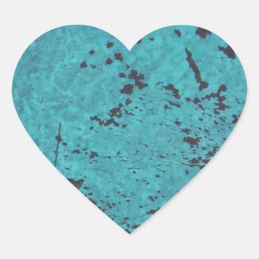 Turquoise Blue Rusted Hart Sticker (Voorkant)