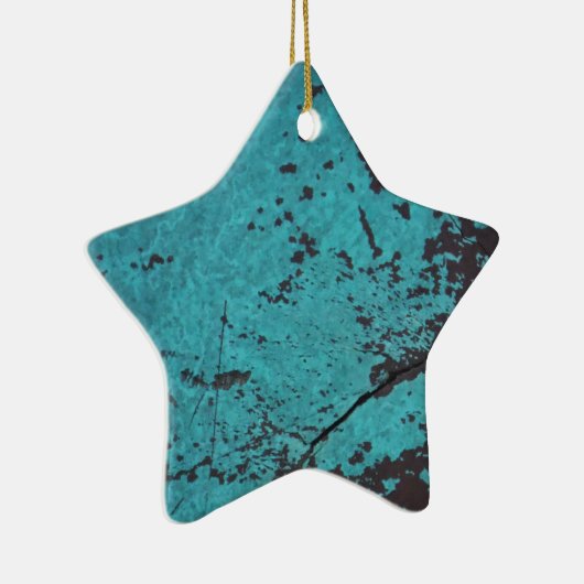 Turquoise Blue Rusted Keramisch Ornament (Rechts)