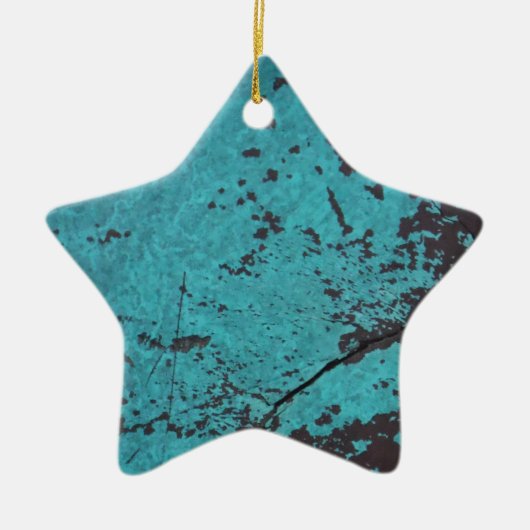 Turquoise Blue Rusted Keramisch Ornament (Voorkant)