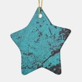 Turquoise Blue Rusted Keramisch Ornament (Links)