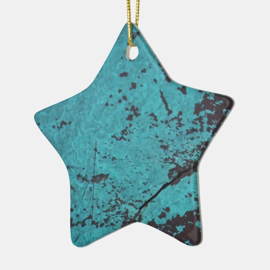 Turquoise Blue Rusted Keramisch Ornament (Links)