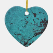 Turquoise Blue Rusted Keramisch Ornament (Voorkant)