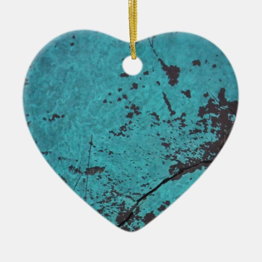 Turquoise Blue Rusted Keramisch Ornament (Voorkant)