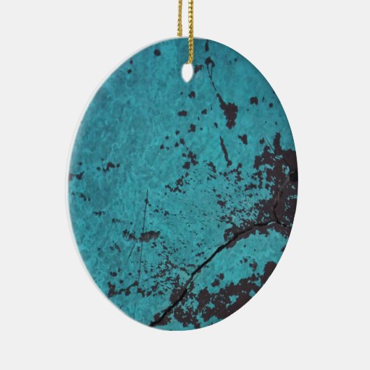 Turquoise Blue Rusted Keramisch Ornament (Rechts)