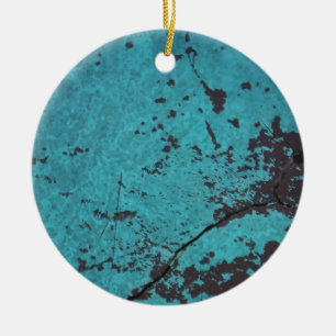 Turquoise Blue Rusted Keramisch Ornament