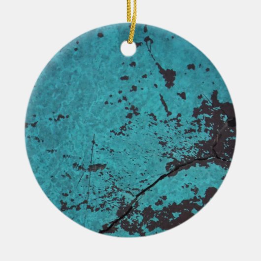 Turquoise Blue Rusted Keramisch Ornament (Voorkant)