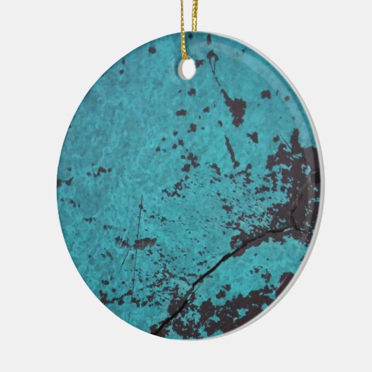 Turquoise Blue Rusted Keramisch Ornament (Links)