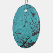 Turquoise Blue Rusted Keramisch Ornament (Links)