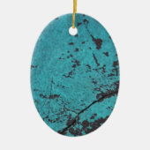 Turquoise Blue Rusted Keramisch Ornament (Voorkant)