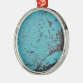 Turquoise Blue Rusted Metalen Ornament (Links)