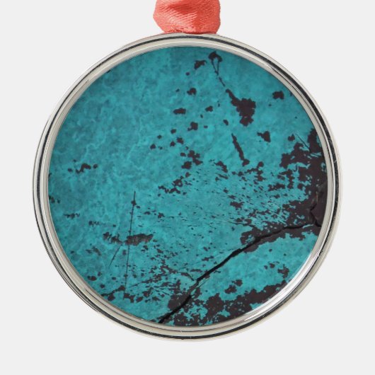 Turquoise Blue Rusted Metalen Ornament (Voorkant)