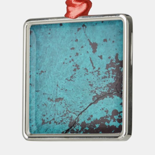 Turquoise Blue Rusted Metalen Ornament (Links)